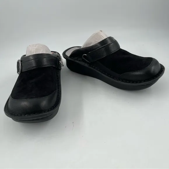 NIB! Alegriaia Women’s Seville Black Leather Flex Clogs Mules Shoes - Size 7-7.5