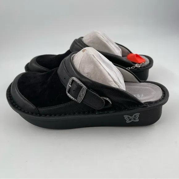 NIB! Alegriaia Women’s Seville Black Leather Flex Clogs Mules Shoes - Size 7-7.5