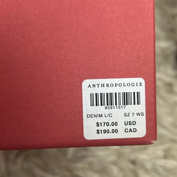 NIB Anthropologie Maeve Bow Denim Flower Daisy Embroidery Kitten Heel Mules Sz 7