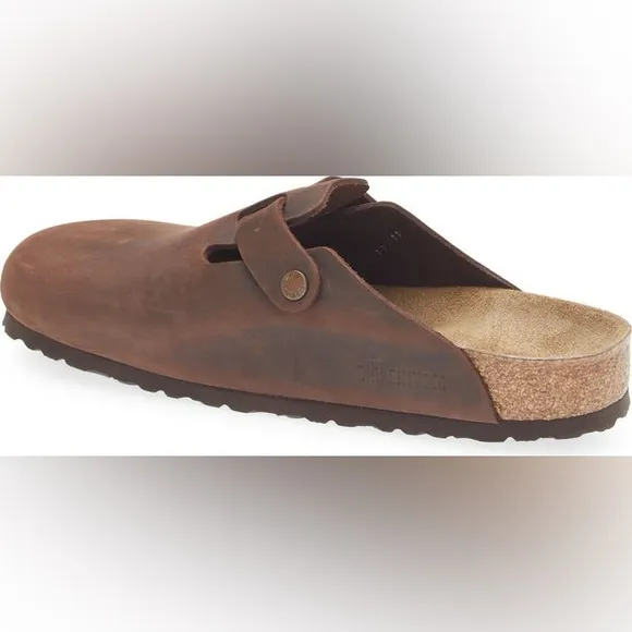 NIB Birkenstock Men’s Boston Soft Clogs in Habana Oiled Leather in size 14