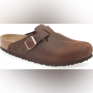 NIB Birkenstock Men’s Boston Soft Clogs in Habana Oiled Leather in size 14