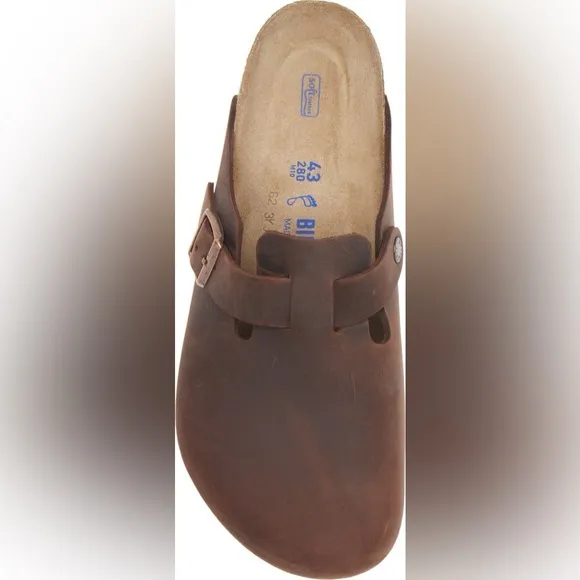NIB Birkenstock Men’s Boston Soft Clogs in Habana Oiled Leather in size 14