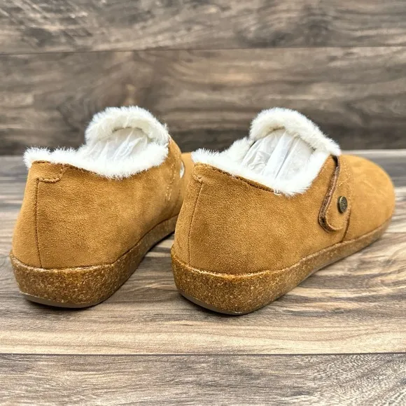 NIB Earth Origins Jordie 9M Faux Fur Comfort Slip on Clogs Tan