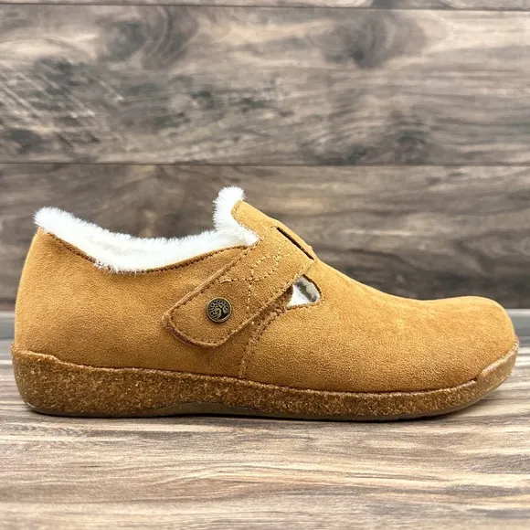 NIB Earth Origins Jordie 9M Faux Fur Comfort Slip on Clogs Tan
