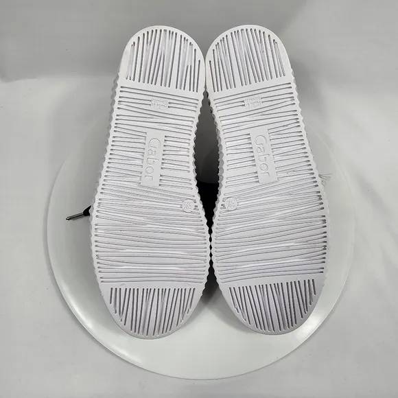 NIB Gabor Bow Sneaker 43.333 Platform Lace Up Ribbon Suede Black White 6 3.5