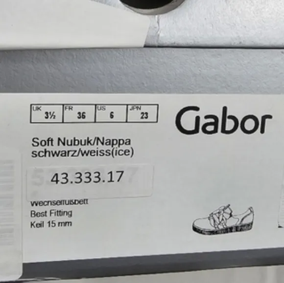NIB Gabor Bow Sneaker 43.333 Platform Lace Up Ribbon Suede Black White 6 3.5