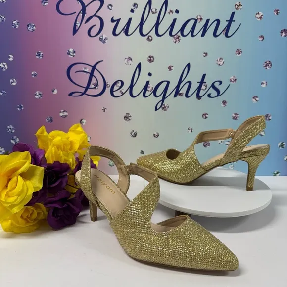 NIB GOLD GLITTERING SLINGBACK HEELS