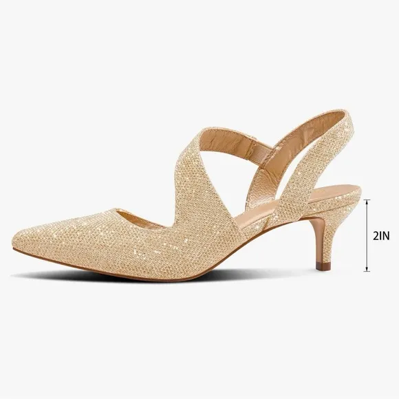NIB GOLD GLITTERING SLINGBACK HEELS