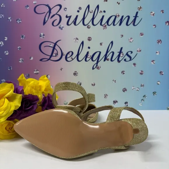 NIB GOLD GLITTERING SLINGBACK HEELS