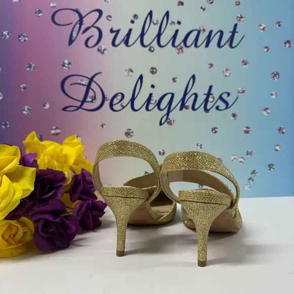 NIB GOLD GLITTERING SLINGBACK HEELS