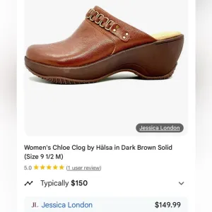 NIB Halsa Women's Chloe Clog in Dark Brown 100% Leather Super Comfort Sz 9W
