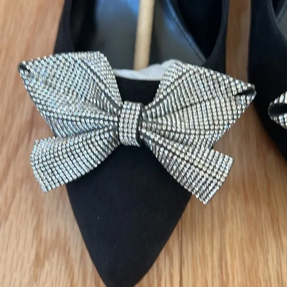 NIB! J . Crew outlet women’s SZ 9 , black crystal bow kitten heels.