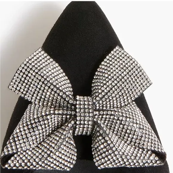 NIB! J . Crew outlet women’s SZ 9 , black crystal bow kitten heels.