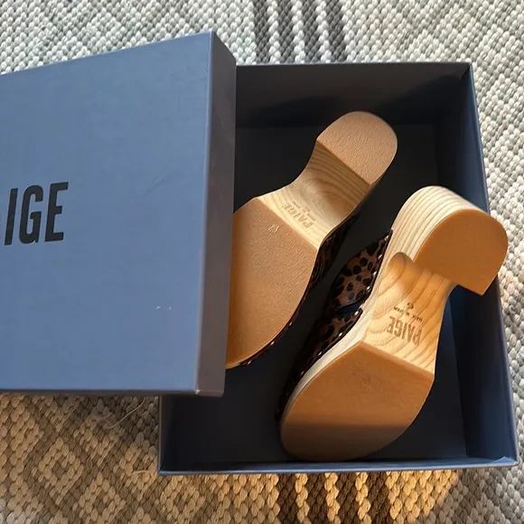 NIB PAIGE Jules Animal Leopard Print Clog heel mules women size 6