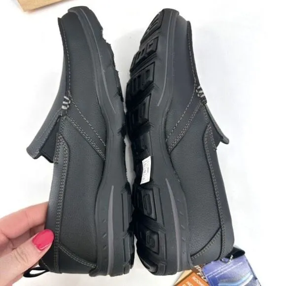 NIB Skechers Harper Forde Men's Relaxed Fit Leather Slip On Loafer Black Sz 8.5