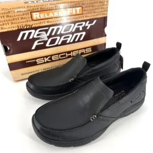 NIB Skechers Harper Forde Men's Relaxed Fit Leather Slip On Loafer Black Sz 8.5