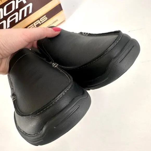 NIB Skechers Harper Forde Men's Relaxed Fit Leather Slip On Loafer Black Sz 8.5