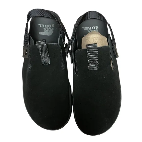 NIB SOREL Women’s Black Suede Viibe Clogs Size 9