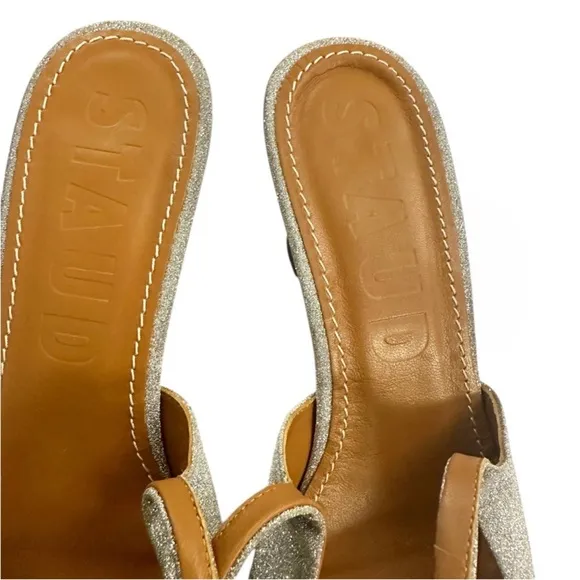 NIB STAUD Neve Kitten Heels Slingback in SilverDiamond Size 9