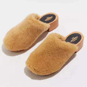 NIB Swedish Hasbeen Fluff Slip On Clogs in Nature Size 38