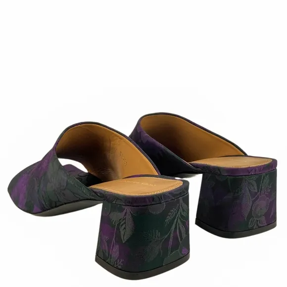 NIB sz 36 and 38 $660 Dries Van Noten patterned purple mules