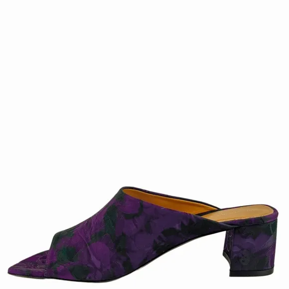 NIB sz 36 and 38 $660 Dries Van Noten patterned purple mules