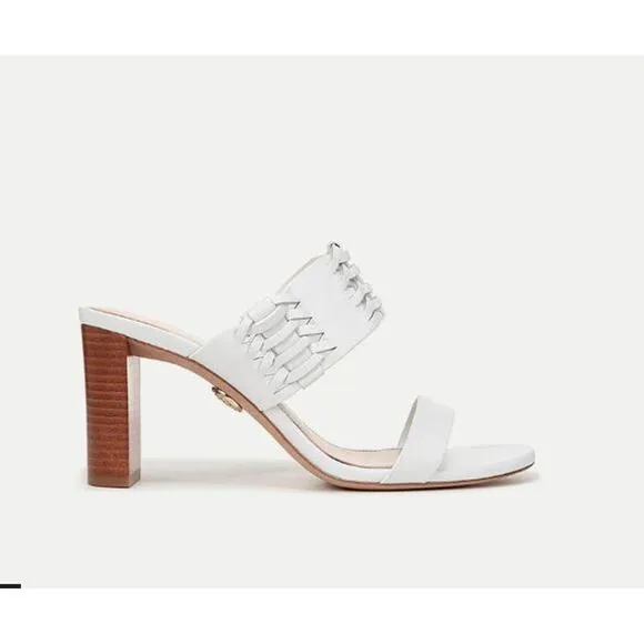 NIB Veronica Beard Women's Georgie Leather Sandal Mules 7.5 8.5 NIB 350 White