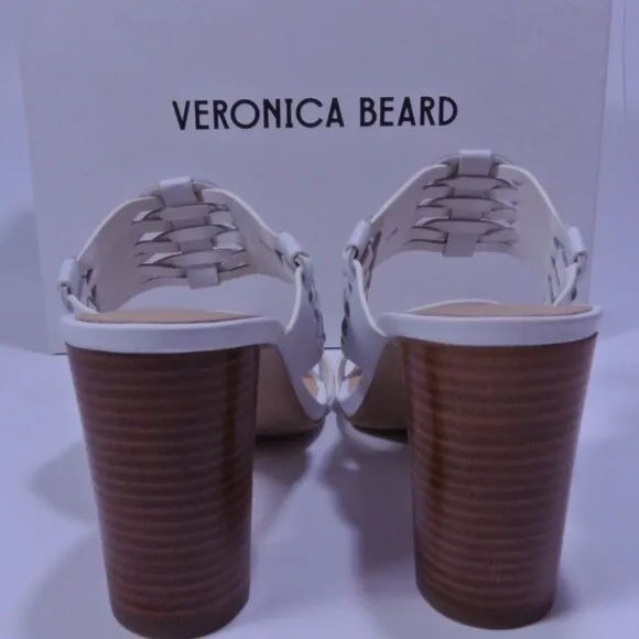 NIB Veronica Beard Women's Georgie Leather Sandal Mules 7.5 8.5 NIB 350 White