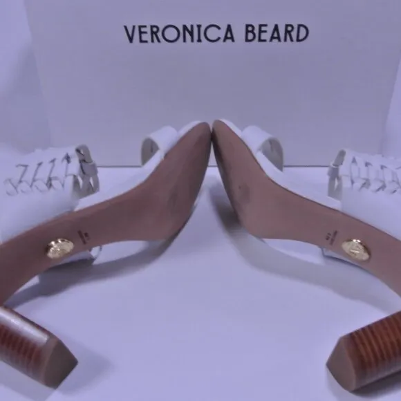 NIB Veronica Beard Women's Georgie Leather Sandal Mules 7.5 8.5 NIB 350 White