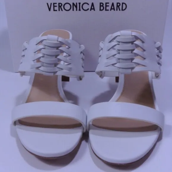 NIB Veronica Beard Women's Georgie Leather Sandal Mules 7.5 8.5 NIB 350 White