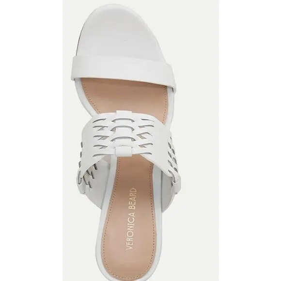 NIB Veronica Beard Women's Georgie Leather Sandal Mules 7.5 8.5 NIB 350 White