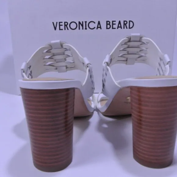 NIB Veronica Beard Women's Georgie Leather Sandal Mules 7.5 8.5 NIB 350 White