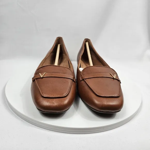 NIB Vionic Hayes Skimmers Ballet Flat Loafer Slip-On VioMotion Leather Tan 8.5