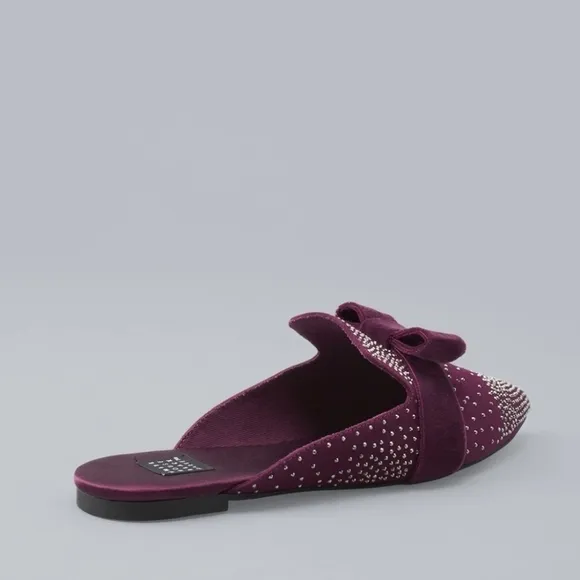 NIB WHBM EMBELLISHED JEWELED BUCKLE VELVET MULES Size 7