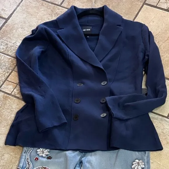 NIC   Zoe Double breasted blazer indigo navy blue Size M  Retail $178