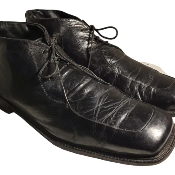 NICE! Men's PSF Shoes FRATELLI Split Toe Oxfords 12 M Black Leather