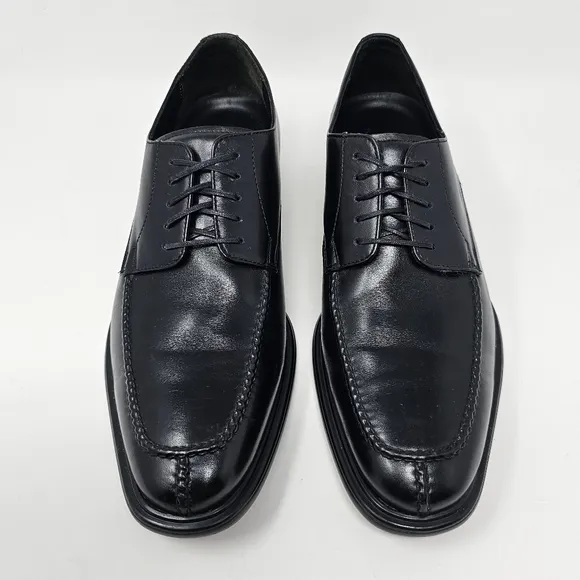 Niel M Black Leather President Oxfords Mens Size 9 D Lace Up Split Toe Shoes