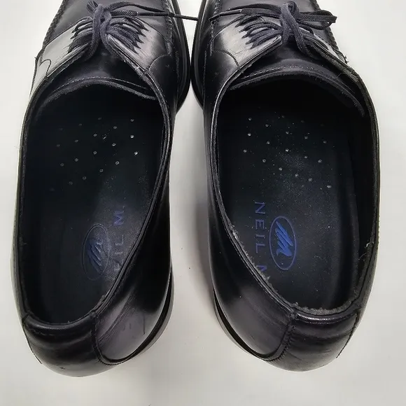Niel M Black Leather President Oxfords Mens Size 9 D Lace Up Split Toe Shoes