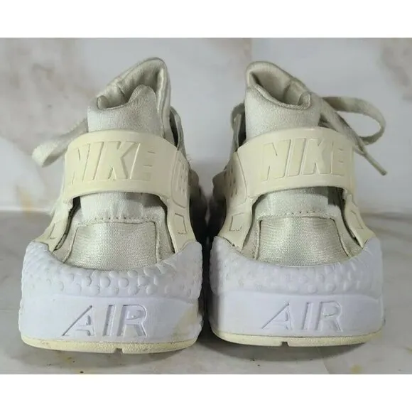 Nike Air Huarache Mens Triple White Platinum Running Shoes 318429-111 Size 8.5
