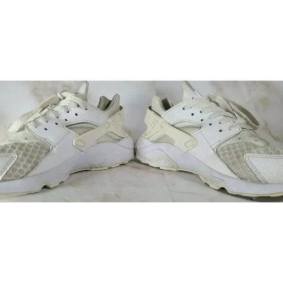 Nike Air Huarache Mens Triple White Platinum Running Shoes 318429-111 Size 8.5