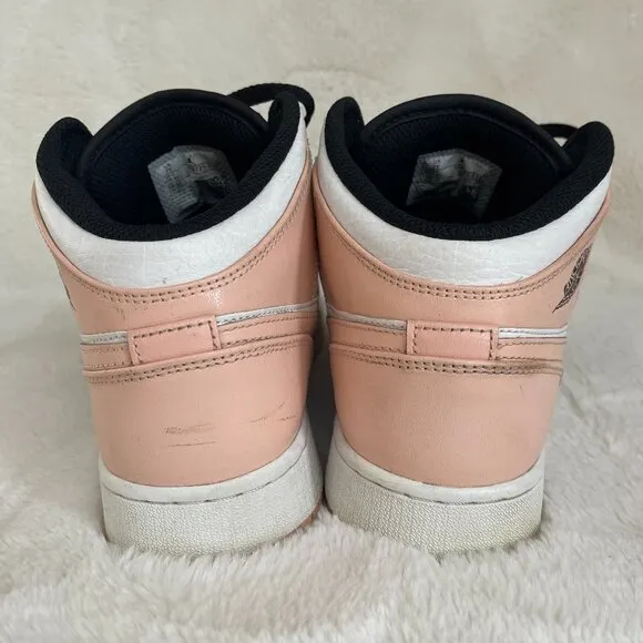 Nike Air Jordan 1 Mid 554725-133 Youth Size 7Y Pink White Black