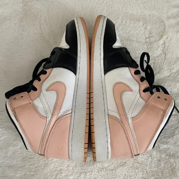 Nike Air Jordan 1 Mid 554725-133 Youth Size 7Y Pink White Black