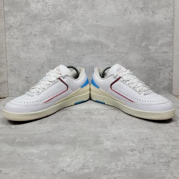 Nike Air Jordan 2 Retro Womens Size 9 White Blue Casual Athletic Shoes Sneakers