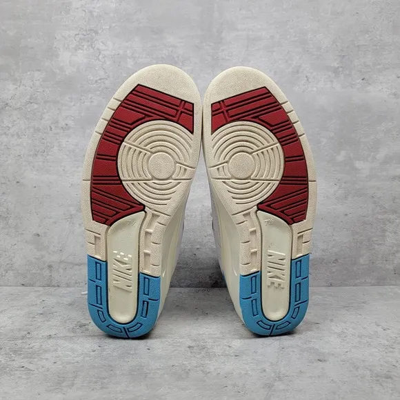 Nike Air Jordan 2 Retro Womens Size 9 White Blue Casual Athletic Shoes Sneakers