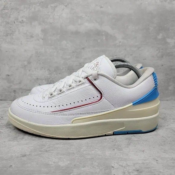 Nike Air Jordan 2 Retro Womens Size 9 White Blue Casual Athletic Shoes Sneakers