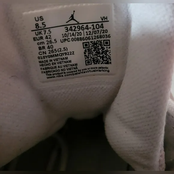 Nike Air Jordan TrueFlight White Mens Size 8.5 Streetwear Athletic Shoes Sneaker