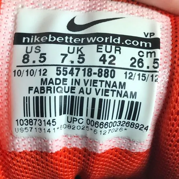 Nike Air Max 1 Sunset Pack Orange Running Shoes 554718-880 Men’s Size 8.5
