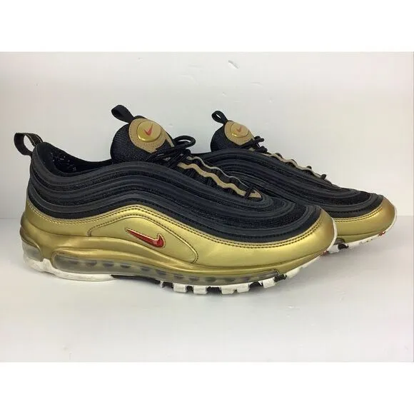Nike Air Max 97 OG Shoes Metallic Gold Varsity Red White DM0028-700 Men's 9.5
