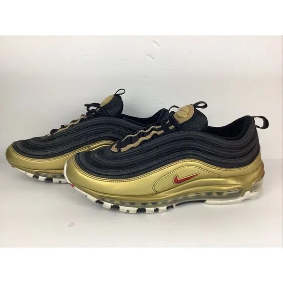 Nike Air Max 97 OG Shoes Metallic Gold Varsity Red White DM0028-700 Men's 9.5