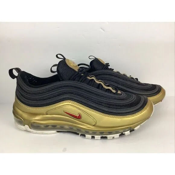 Nike Air Max 97 OG Shoes Metallic Gold Varsity Red White DM0028-700 Men's 9.5